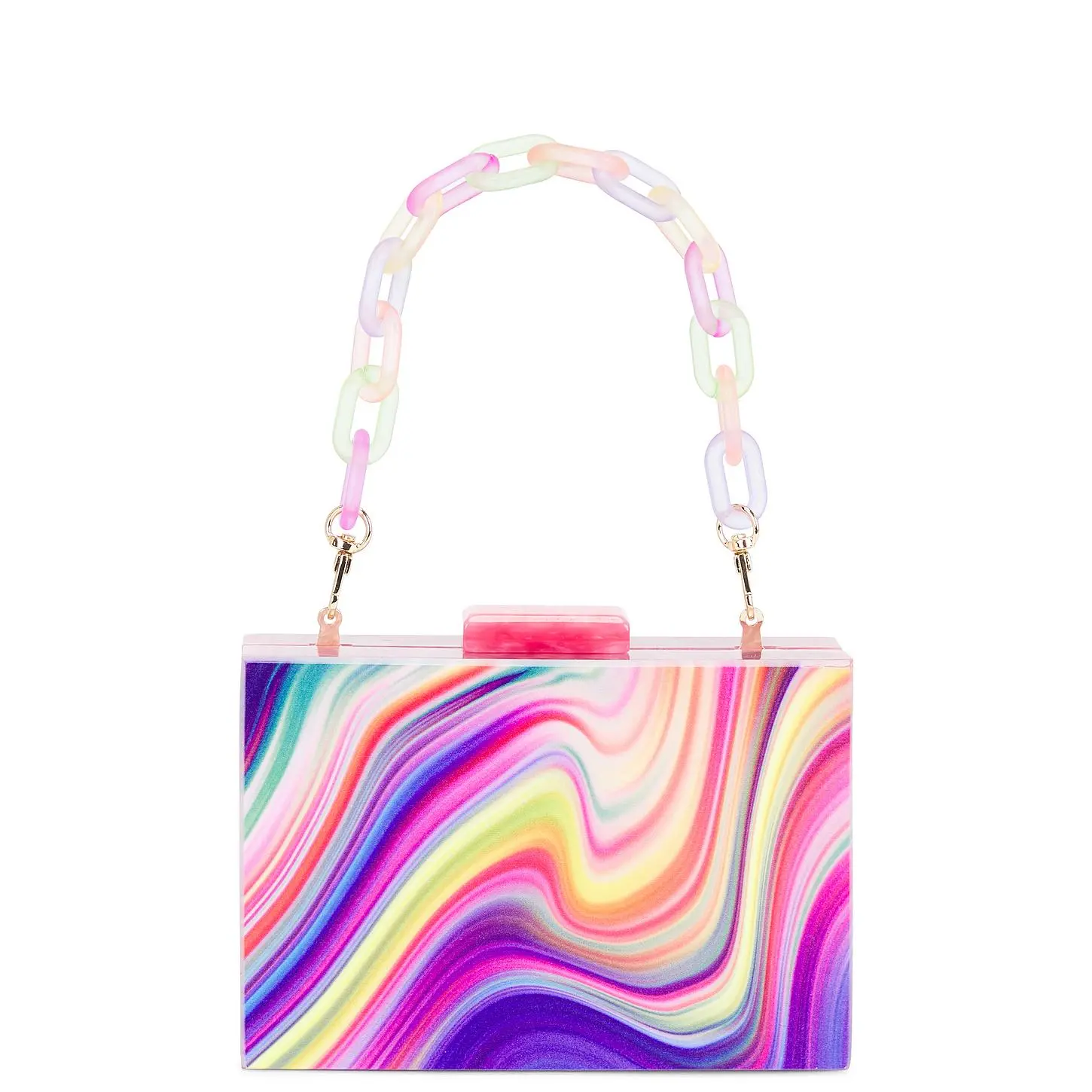 olga berg Dorothy Swirl Print Box Clutch in Rainbow