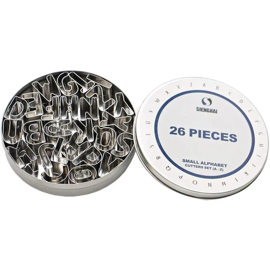 26-Piece Small Alphabet Cutters Set (A - Z), Stainless Steel Decorating Tools Letters Fondant Cutters