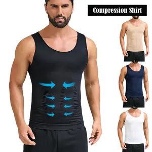 Men's Compression Shirt Body Shaper - Sleeveless, High-Stretch Nylon Workout Undershirt, Lightweight & Breathable for Gym Use, Men's Compression Shirts