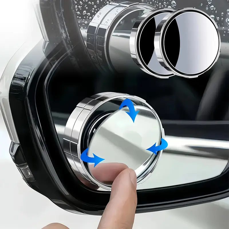 2pcs Automotive 2-Inch Round Frameless Blindspot Rearview Mirrors - HD Glass Clarity Convex 360-Degree Wide Angle, ABS Housing, Stick-On Mount, IP65 Pass Lane Safer Car Accessories for Cars, SUVs (Silver Auto Replacement Body & Frame Parts)