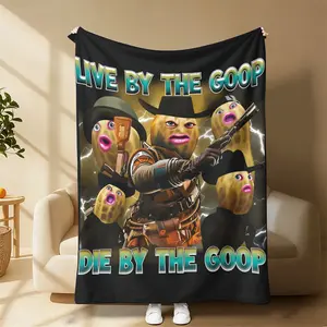 Live By The Goop Die By The Goop Funny Peanut Meme Print Flannel Blanket Cooling Blanket Homegoods Soft Cozy For Bedroom Living Room Sofa Couch For Meme Lovers Teens Adults Perfect Gift Suitable for all four seasons summerwins