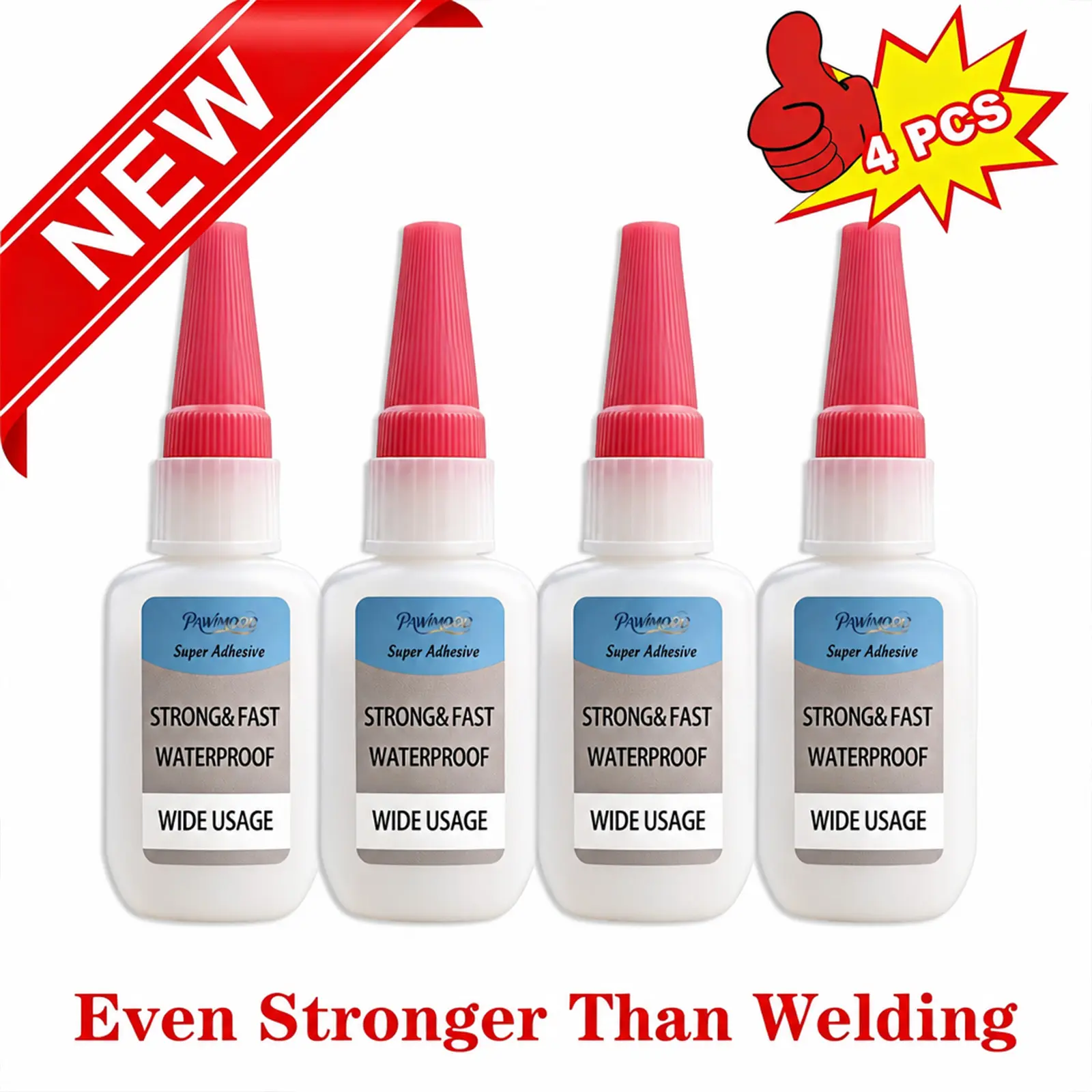 4pcs Super 502 Glue Strong Bond Instant Drying Adhesive Transparent Liquid Glue for Ceramics Glass Plastic Wood Metal Rubber Art Stone Jewelry Ornaments Crafts Repairs Multi-Surface Household Office DIY Fixing Kit Quick Dry Waterproof Heavy Duty