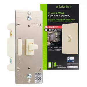 Enbrighten Z-Wave In-Wall Smart Toggle Switch with QuickFit™ and SimpleWire™, Light Almond
