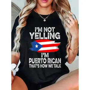 Funny Puerto Rico Flag I Don't Scream I'm T-Shirt Short Sleeve T-Shirt Women's Men's Graphic Tee Causal Tops Casual Tshirt