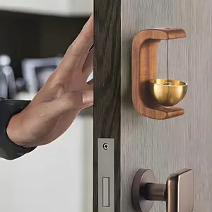 Magnetic Doorbell Bell for Opening Doors, Vintage Wooden Wind Chime Doorbell, Dopamine Decoration, Wireless Adhesive Feng Shui Hanging Decor