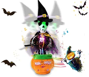 EMOIN Halloween Cactus Toy Talking Singing Repeats & Records What You Say Interactive Toy with LED Lights Fun Gift for Kids Party Favors Halloween Gift