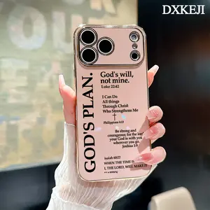 Aesthetic Electroplated Cellphone Case for iPhone 11/12/13/14 Plus/15 Pro Max/16/17 Air - God's Plan Cross Faith Quote, Soft TPU Silicone, Dirt-proof, Easy to Clean Handheld Devices Accessories Gift