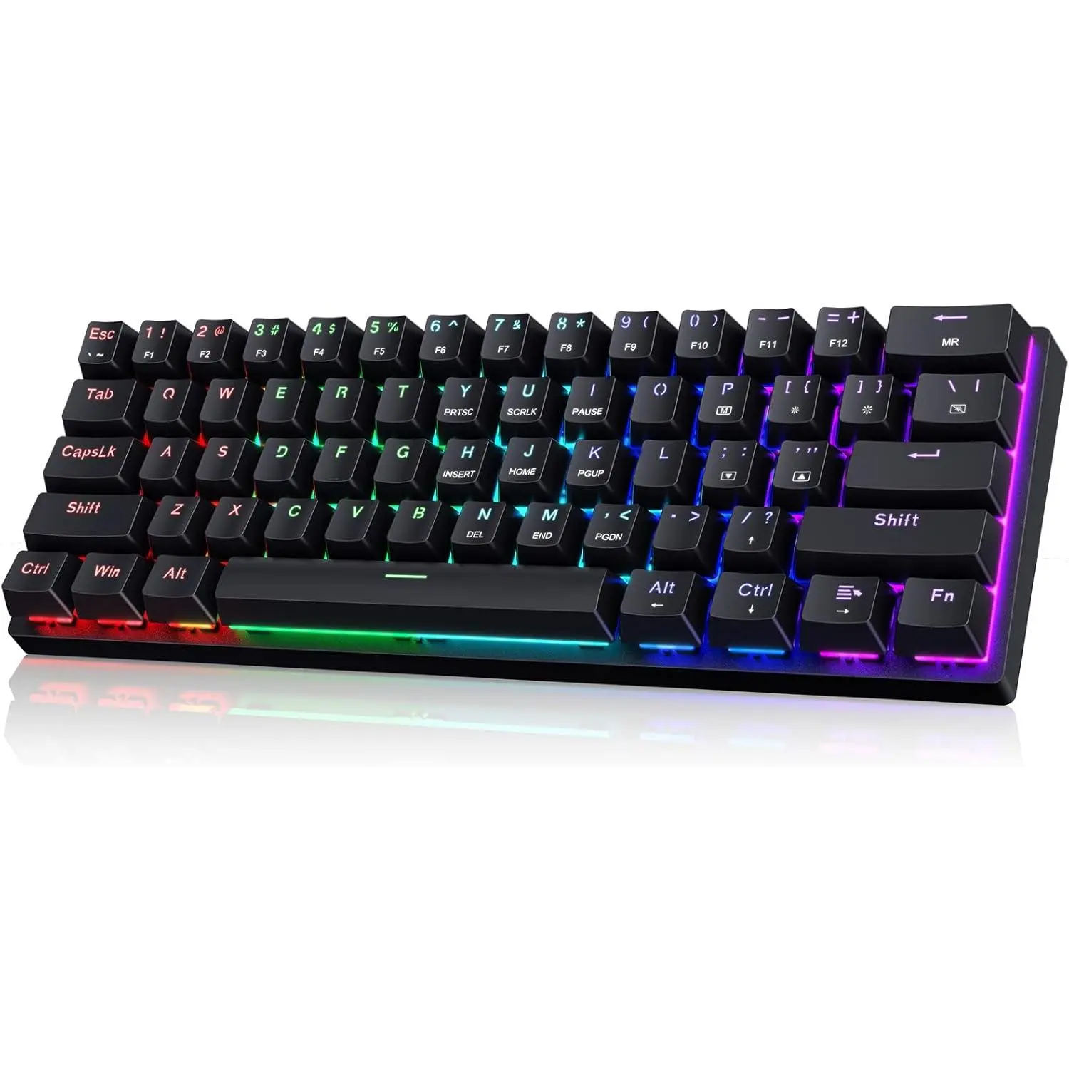 Portable 60% Mechanical Gaming Keyboard, Wired Keyboard with Blue Switches,LED Customization Backlit,61  Ultra-Compact Mini OfficeKeyboard for PC//,Easy to Carry On Trip-Black