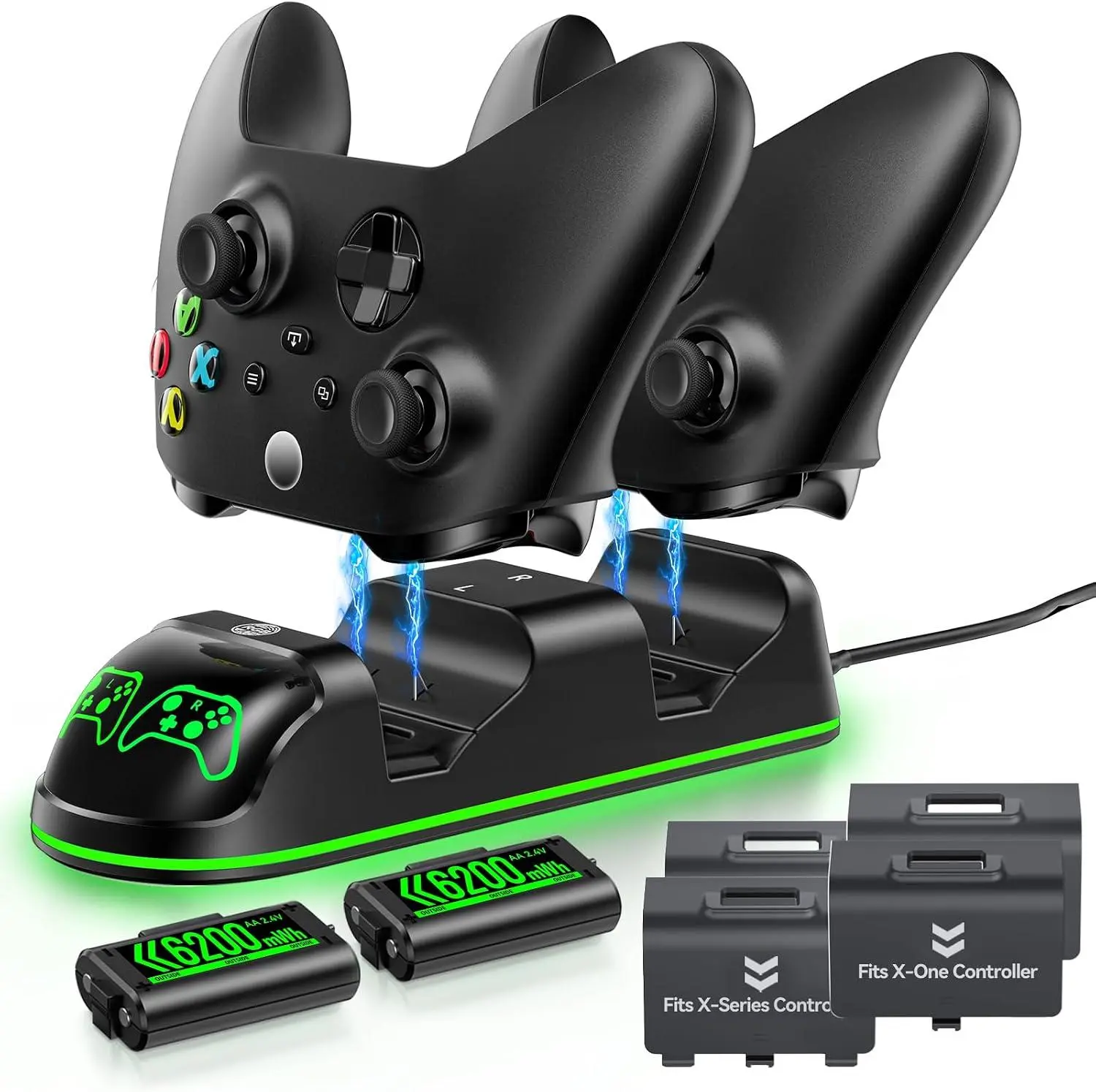 Controller Charging Station - 2 Rechargeable Battery Packs Included - Compatible with Series X|S, 1 & Elite Controllers