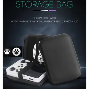 Multi-Color Hard EVA Carrying Case for R36S / R35S / Miyoo Mini Plus / Anbernic RG35XX RG35XX PLUS Handheld Game Console, Shockproof Protective Storage Bag with 2 Free Cat Paw Thumb Grips