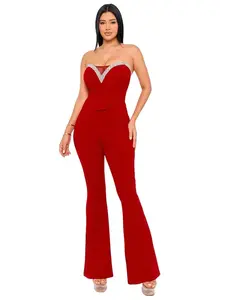 RHINESTONE TAPE TRIM AROUND BUST SYMPHONY JUMPSUIT