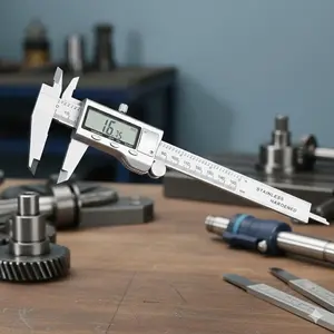 High Precision Digital Caliper - Industrial Grade Stainless Steel Micrometer Tool, Fast Reading Metal Electronic Gauge with Smart Calibration for Depth Measurement, Professional Outdoor Engineering Digital Measuring Instrument
