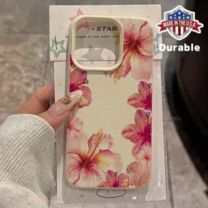 Elegant Pink Hibiscus Pattern Suitable for TPU Cases for Iphone 16 Pro Max, Compatible with Iphone 16 Pro Max/14/16 Plus/15/13 Pro/12/11 Drop-Resistant Protective Covers with High Aesthetic