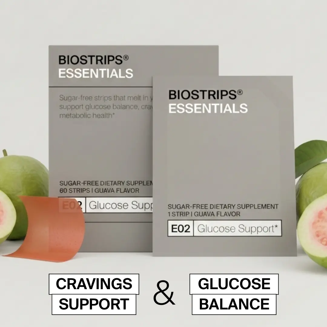 BIOSTRIPS Glucose Support | Sugar-Free Oral Dissolving Blood Sugar Support Strips | White Mulberry Extract + Chromium | Delicious Guava flavor | 60 Strips