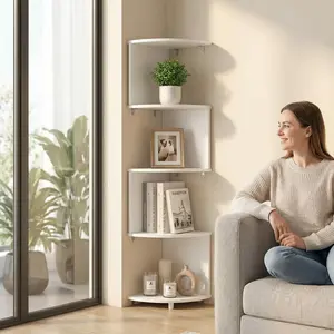Corner Wall-Mounted Shelf, Modern Floating Display Rack, Space-Saving Z-Shape Plant Stand, Ideal for Bedroom, Living Room, Bathroom, Home Office, Decor