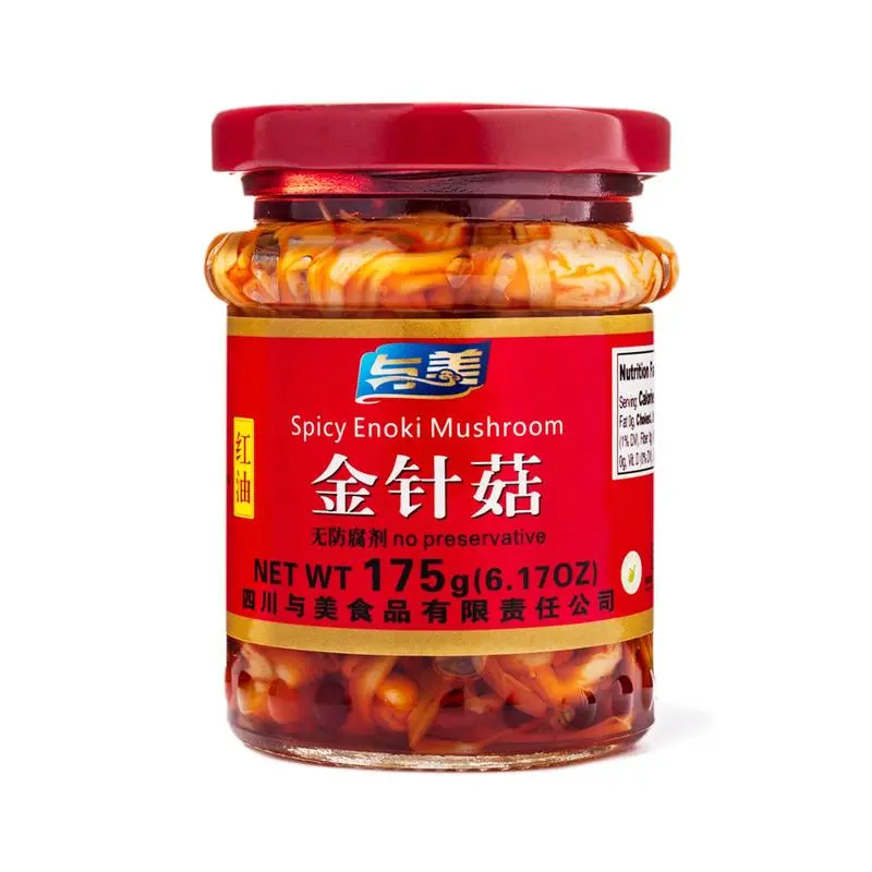 Yumei Spicy Chili Oil Enoki Mushroom 175g No Preservatives Authentic Flavor Enoki Mushroom Chili Ingredients