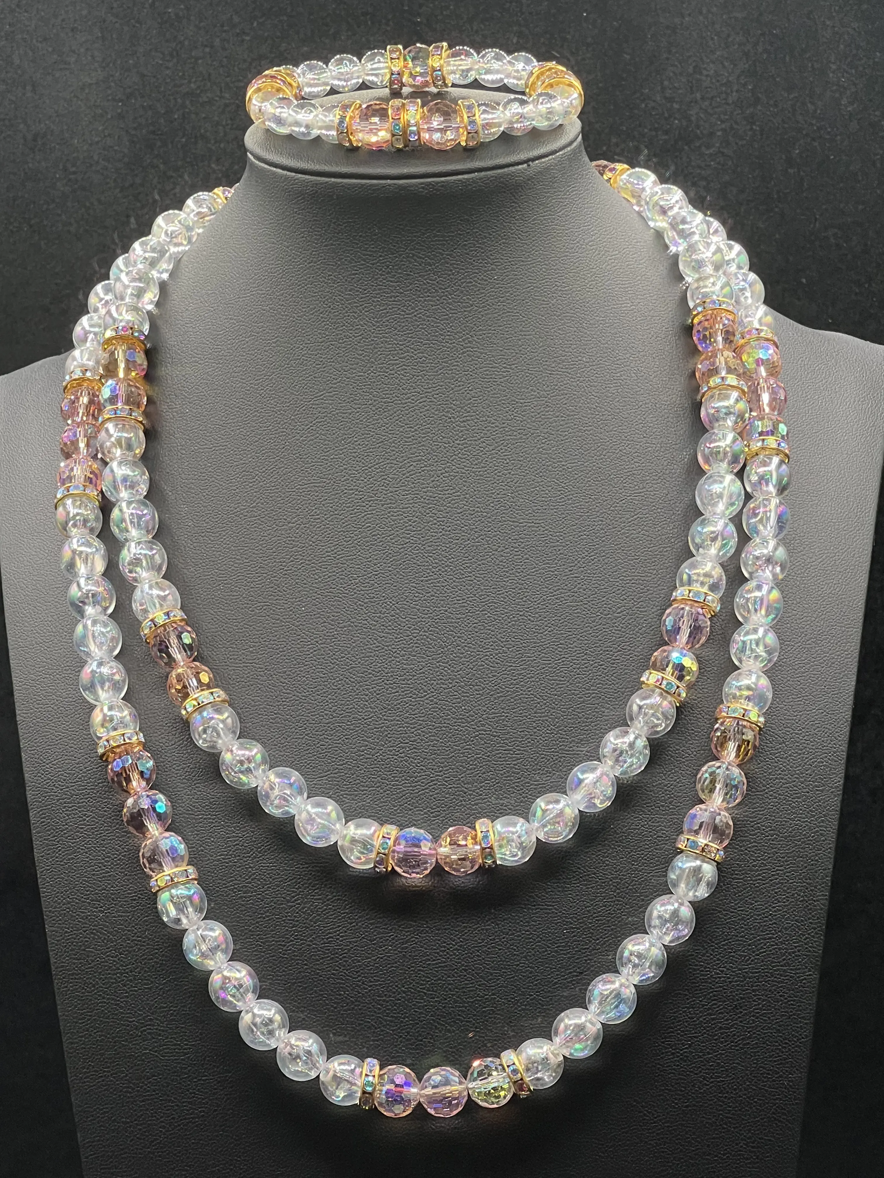 Rose Pink Holographic Necklace set