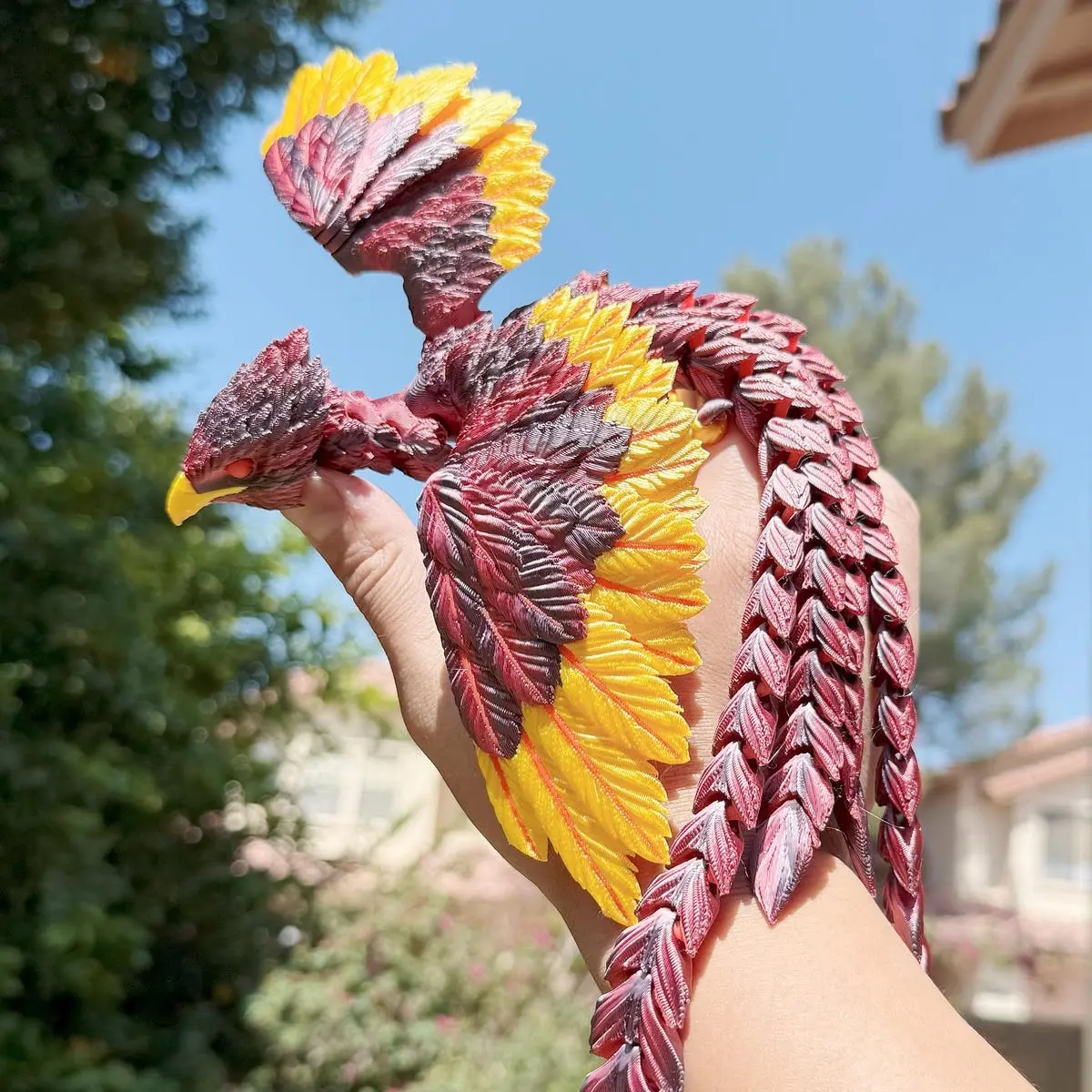 Moehearts Articulated Phoenix, 3D Printed Phoenix Fidget Desk Toy | Mythological Creatures | Sensory | Glow In Dark | Desk Accessory
