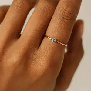 Going Golden December Birthstone Ring Blue Topaz Rose Gold Filled Stacking Ring for Adults Elegant Wisdom Peace Good Fortune Symbolic Jewelry