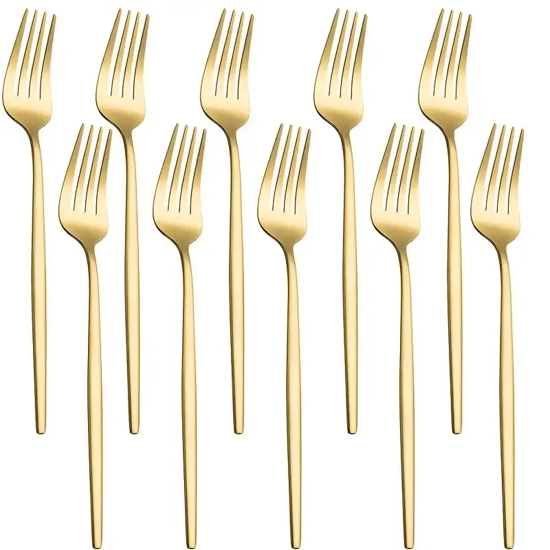 10-Piece Stainless Steel Dinner Metal Forks Set, 8.5 Inch Mirror Polished Cutlery, Utensils, Elegant Dinnerware Sets for Weddings, Restaurants, Parties