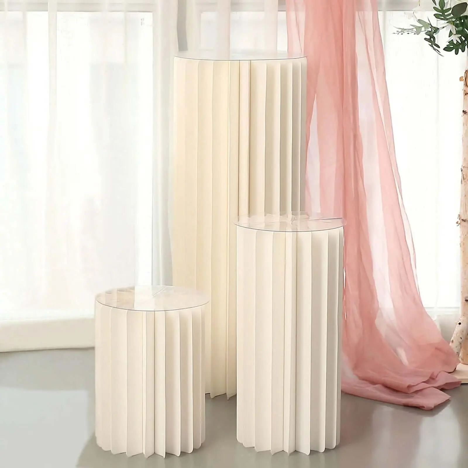 24 In Ivory Cylinder Pedestal Stand with Top Plate, Home Supplies Cake Stand for Party Happy Birthday Event Decor Display Column, Cake Stands For Party, Birthday Ideas