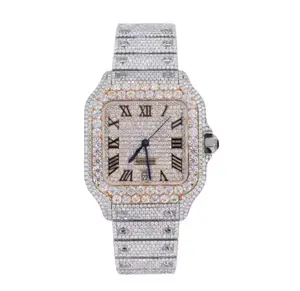 Mossinite VVS Stainless Steel 14k White Gold Watch