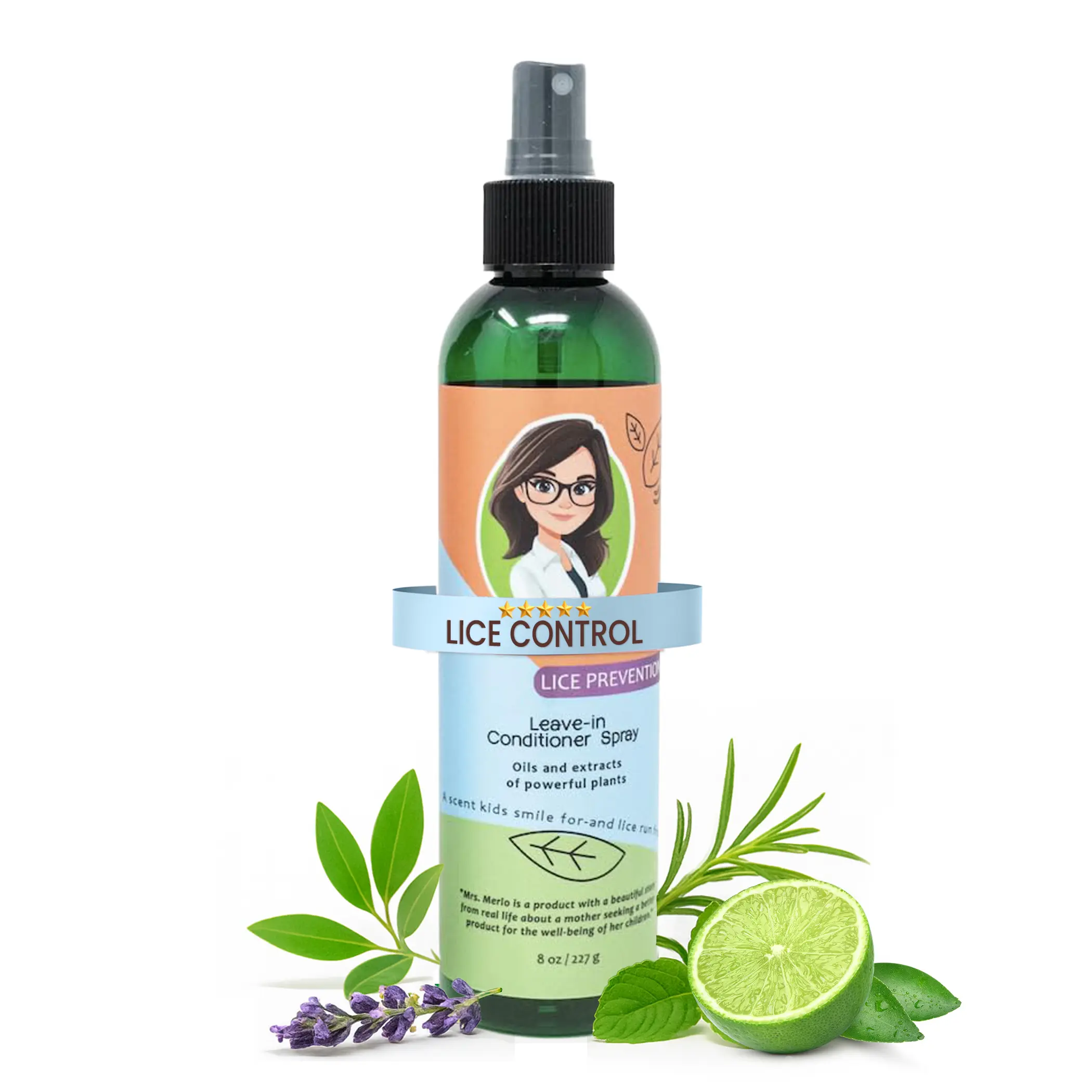 Mrs. Merlo Kids lice prevention Leave-In Conditioner Spray – Daily Hair Detangler with Botanical Oils & Extracts, 8 fl oz