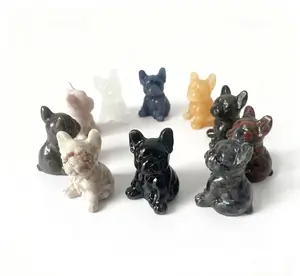 Different materials dog carving natural crystals.6cm