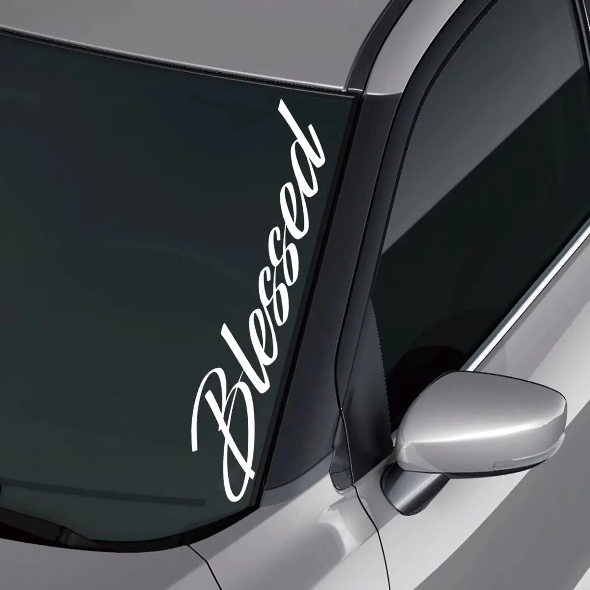 Blessed Windshield Banner Vinyl Sticker Decal | SUV | White | 23x5in Blessed Windshield Banner Vinyl Sticker Decal | SUV | White | 23x5in