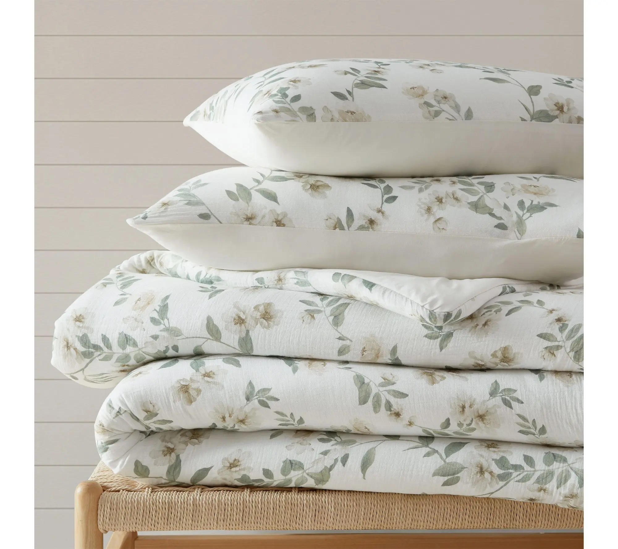 Martha Stewart Hazel Beige Cotton Twin Comforter Set