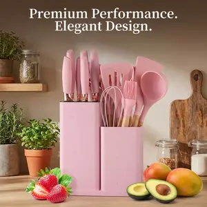 19 Piece Silicone Kitchen Utensil Set – Heat Resistant to 446°F, Nonstick Safe, BPA Free with Spatula, Tongs, Whisk & More – Must-Have Cooking Gadgets for Pots & Pans