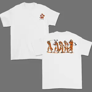 Tiger Golf Swing Graphic Shirt, Vintage Cotton Apparel for Men and Women, Trendy Golf Gift, Tiger Mascot Design Casual Classic Fabric Soft T-Shirt