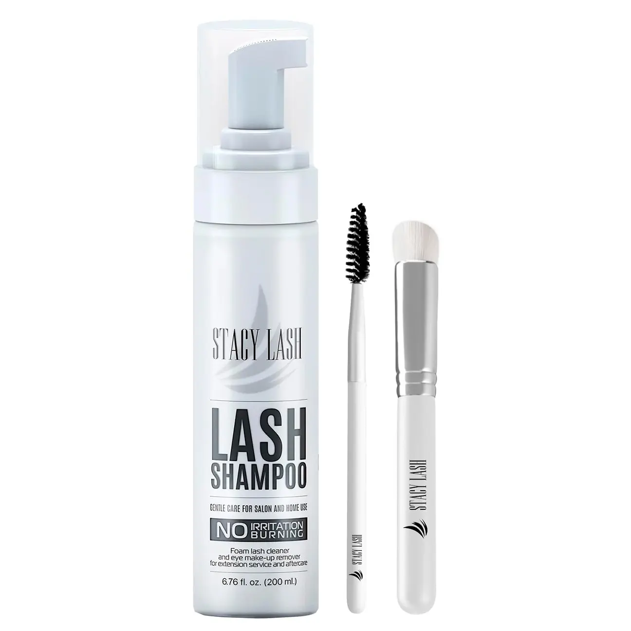 STACY LASH Handy Cosmetic Eyelash Shampoo 200ml Foaming Wash + Cleansing Brush | Gentle, Waterproof Makeup Remover for Extensions & Natural Lashes Kit
