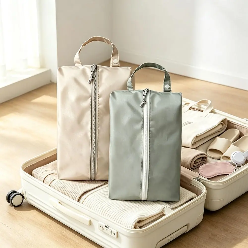 Double Sided Shoe Travel Bag with Separate Compartments, Water-Resistant Ripstop Pouch, Foldable Space-Saving Organizer for Gym, Camping & Business Trips