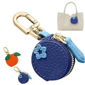 Cute Fruit Shape Coin Purse Keychain, Cherry Blueberry Mini Pouch Wallet with Key Ring, Bag Charm & Purse Accessory, All Season Casual Style, Gift for Girls & Women