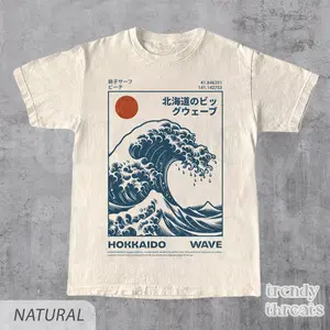Hokkaido Wave Shirt, Retro Japanese Surf T-Shirt, Ukiyo-e Great Wave Graphic Tee, Vintage Japan Beach Style Cotton Top, Full Color Selection, Pick Your Favorite, Laid-Back Vibe, Always in Style