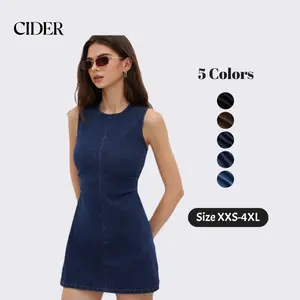 Cider High Stretch Denim Ruched Zipper Mini Dress SwimWeek