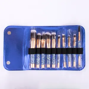 10-Piece Blue Diamond-Coated Makeup Brush Set for Beginners, Ultra-Soft Makeup Brushes