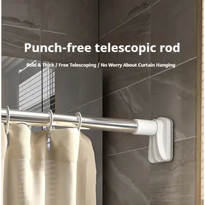 Drill-Free Thickened Stainless Steel Telescopic Rod | Adjustable Multi-Purpose Pole for Balcony Drying, Curtains, Curtain Rod Holders, Curtain Rod Bracket, Shower Curtains & Hanging