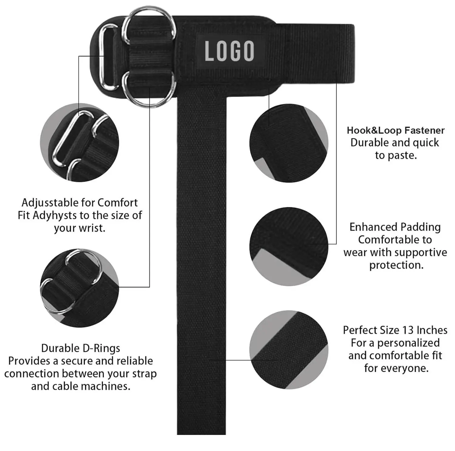 D-Ring Weight Lifting Straps, Soft Neoprene Padded Anti-Slip Cotton Gym Wrist Grips, Adjustable Wrist Support Bands for Deadlift, Rowing, Crossfit & Full Body Strength Training, Unisex for Men and Women