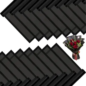 20 Sheets Flower Wrapping Paper,Waterproof Floral Korean Bouquet Wrapping Paper, Florist Supplies, Suitable for Flowers Gift Packaging (Black) Box Ancient Comic Style PET Film Sticker Book