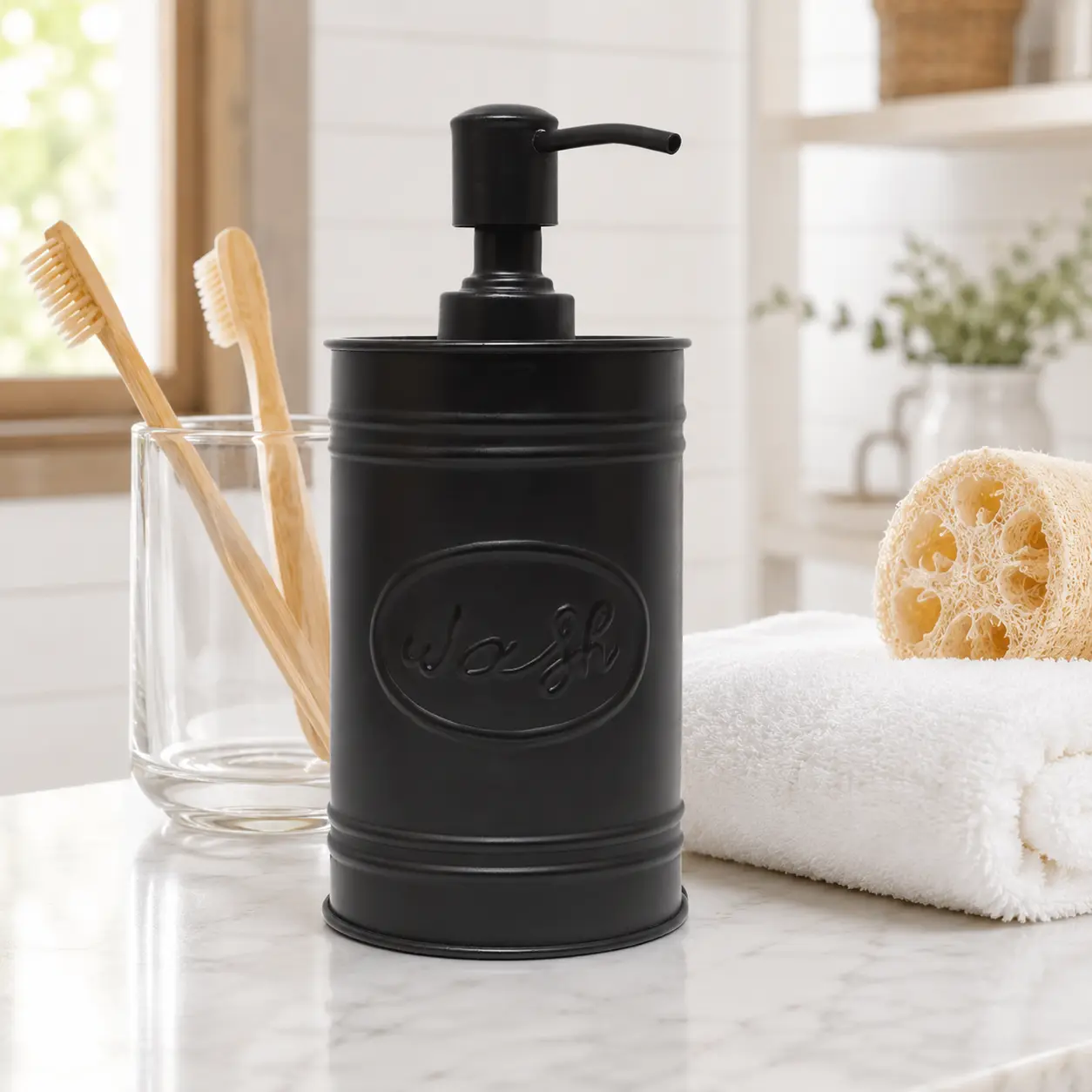 Autumn Alley Matte Black Metal Soap Dispenser from Autumn Alley - Stainless Steel Pump - Soap Pump for Rustic Bathroom, Vanity, Kitchen Sink