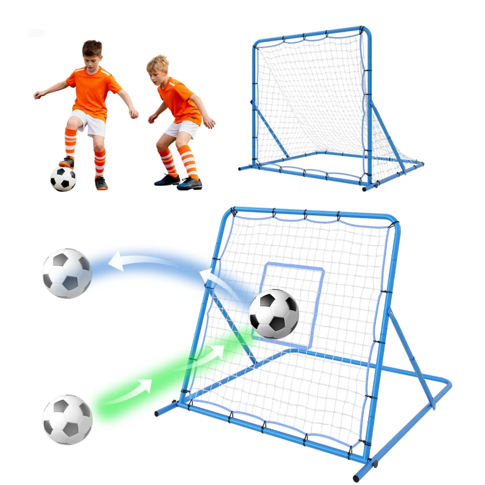 ⚽ 2 in 1 Soccer Rebounder Net Easy Setup 6x4.6ft Large Net and 6x16in Small Bounce Back Net for Outdoor Soccer Practice Team Volley Passing Solo Training TikTok Title Ideas: