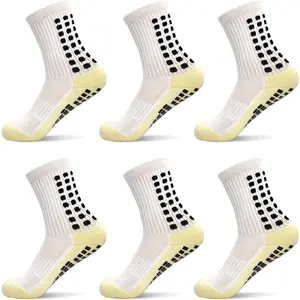 Kids Grip Soccer Socks Non Slip Football Socks For Basketball Anti Skid Socks 3 Pairs For Boys Girls