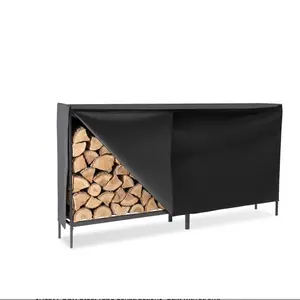8FT Heavy Duty Firewood Storage Rack, Firewood Storage Log Rack with Cover and Zipper, Indoor Outdoor Wood Racks for Fire Wood Holder