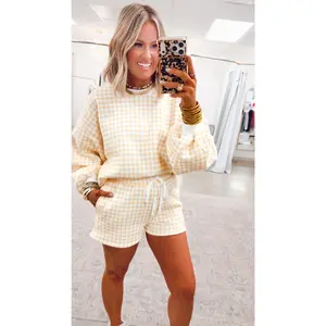 Gingham Lounge Set-Yellow