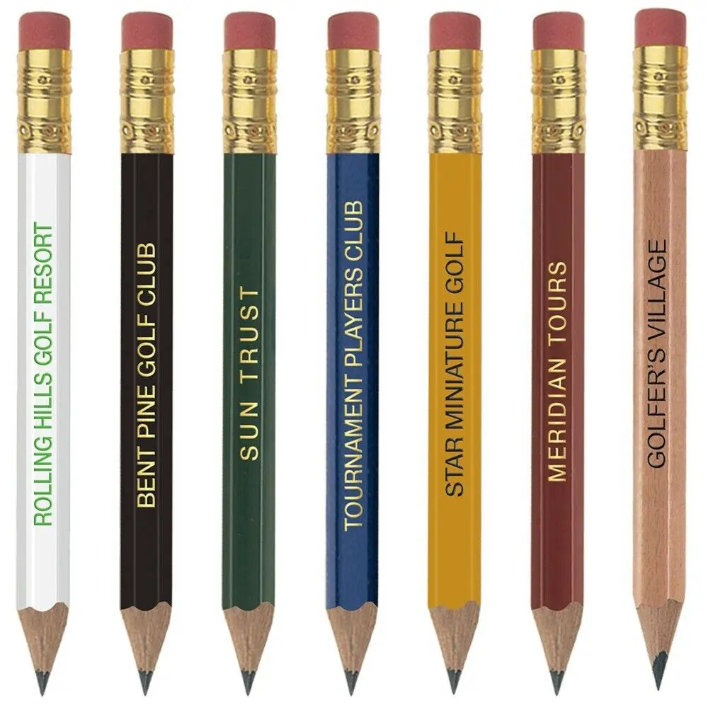 Personalized Hex Golf Pencil with Eraser Imprinted with your Text