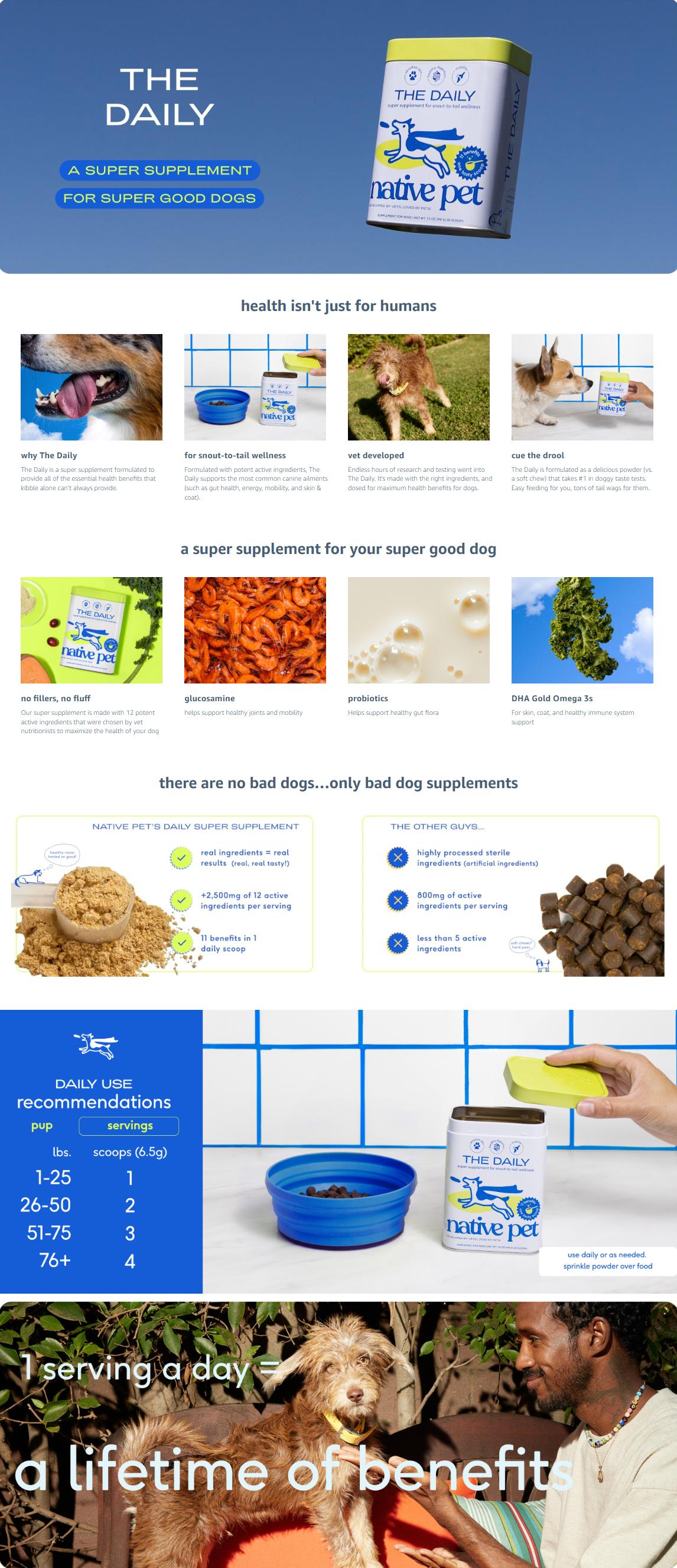 Native Pet Dog Vitamins & Supplements - 11-in-1 Vitamin Powder for Dog Food Topper - Collagen, Glucosamine, Probiotics, Omega & More- Supports Healthy Gut, Mobility & Overall Health Native Pet Dog Vitamins & Supplements - 11-in-1 Vitamin Powder for Dog Food Topper - Collagen, Glucosamine, Probiotics, Omega & More- Supports Healthy Gut, Mobility & Overall Health