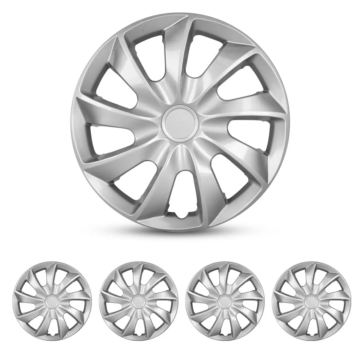 WOLFSTORM 4-Piece 13in PP Universal Hubcap Set for Cars Trucks, Tool-Free Easy Installation, Sport Look, Premium Wheel Covering for Auto Steel Wheel Rims, Universal Fit