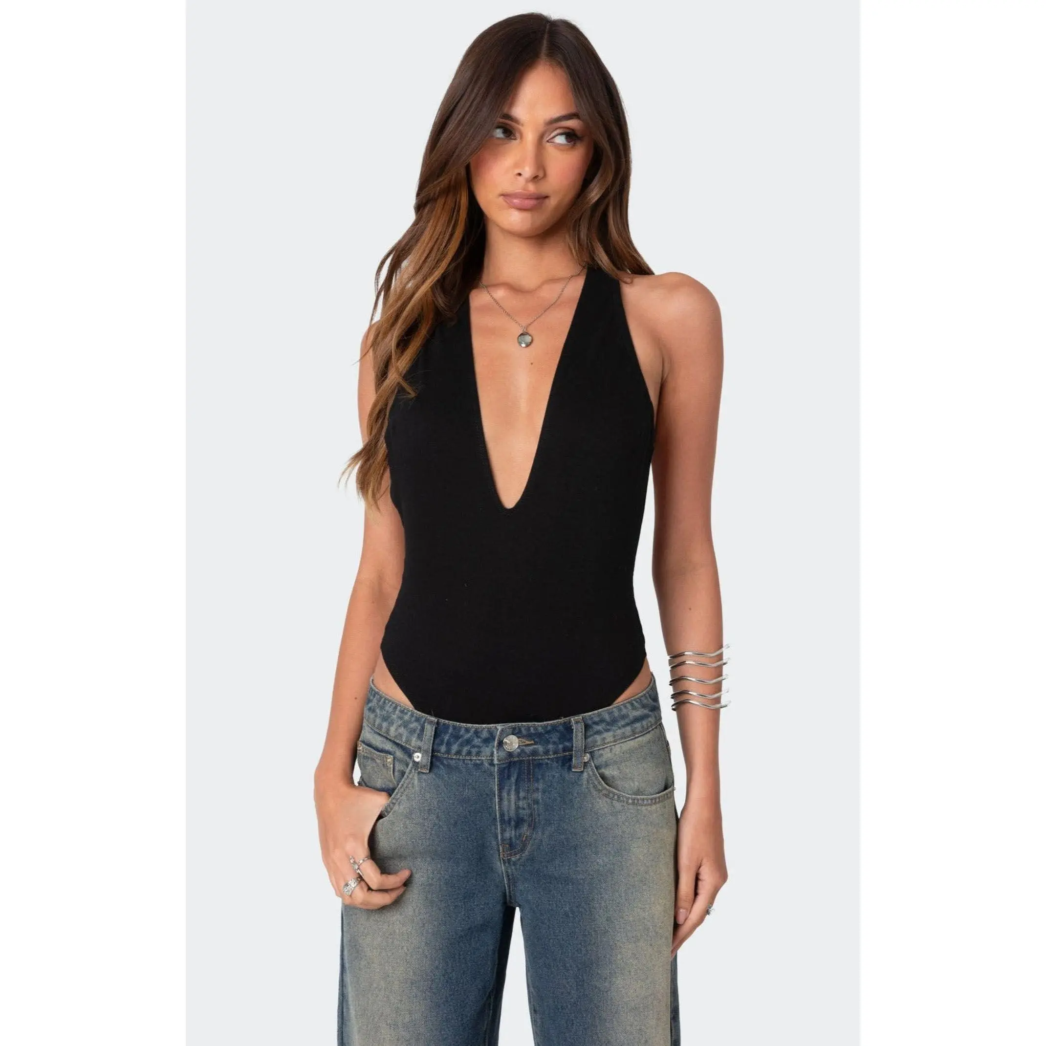Edikted Women's Deep V Backless Bodysuit